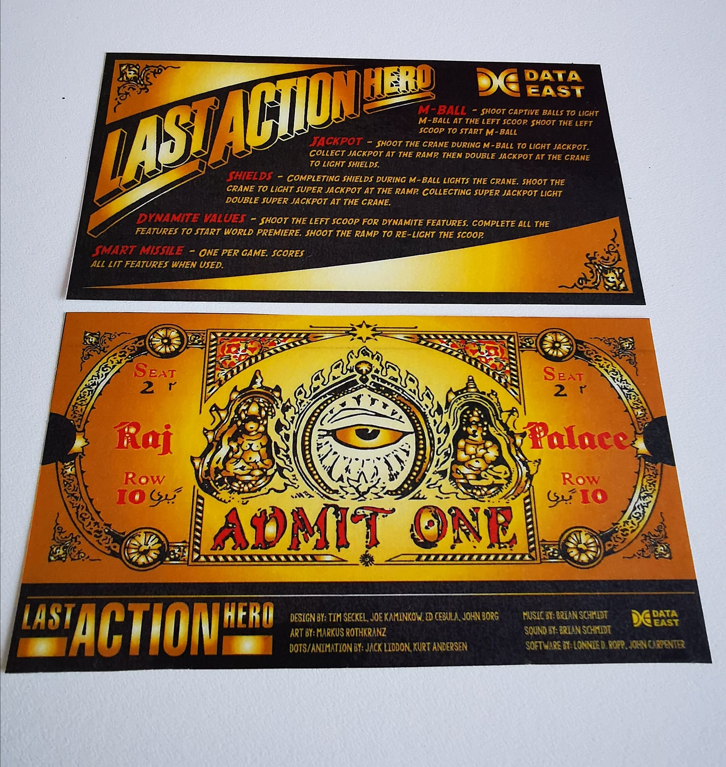 Pinball card instructions Last Action Hero