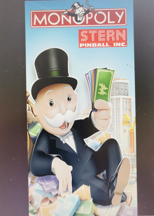 Pinball cover protection glass Monopoly Stern