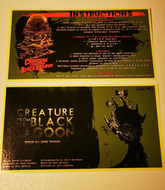 Pinball card instructions Creature from the black lagoon