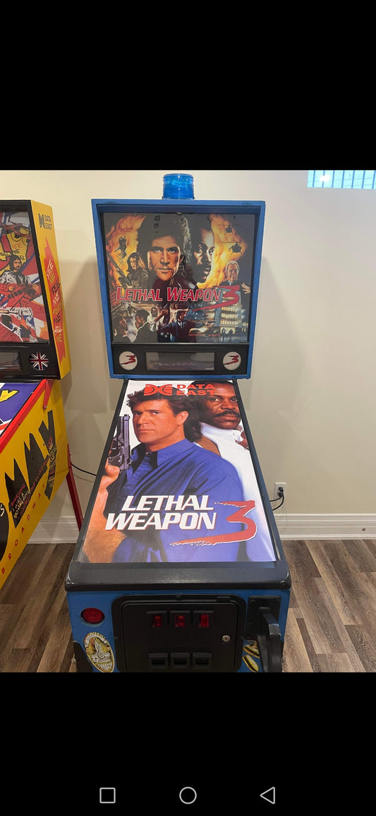Pinball cover protection glass Lethal Weapon 3 Data East